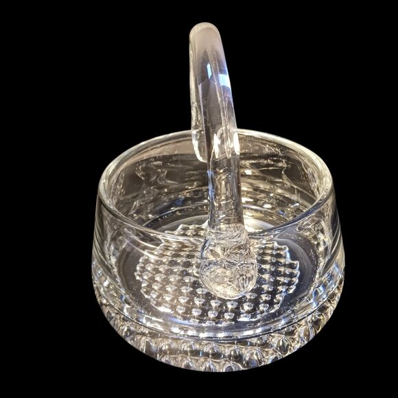 Rare Vintage Krosno Glass Basket Made in Poland Elegant Clear Handblown Design - Picture 10 of 11